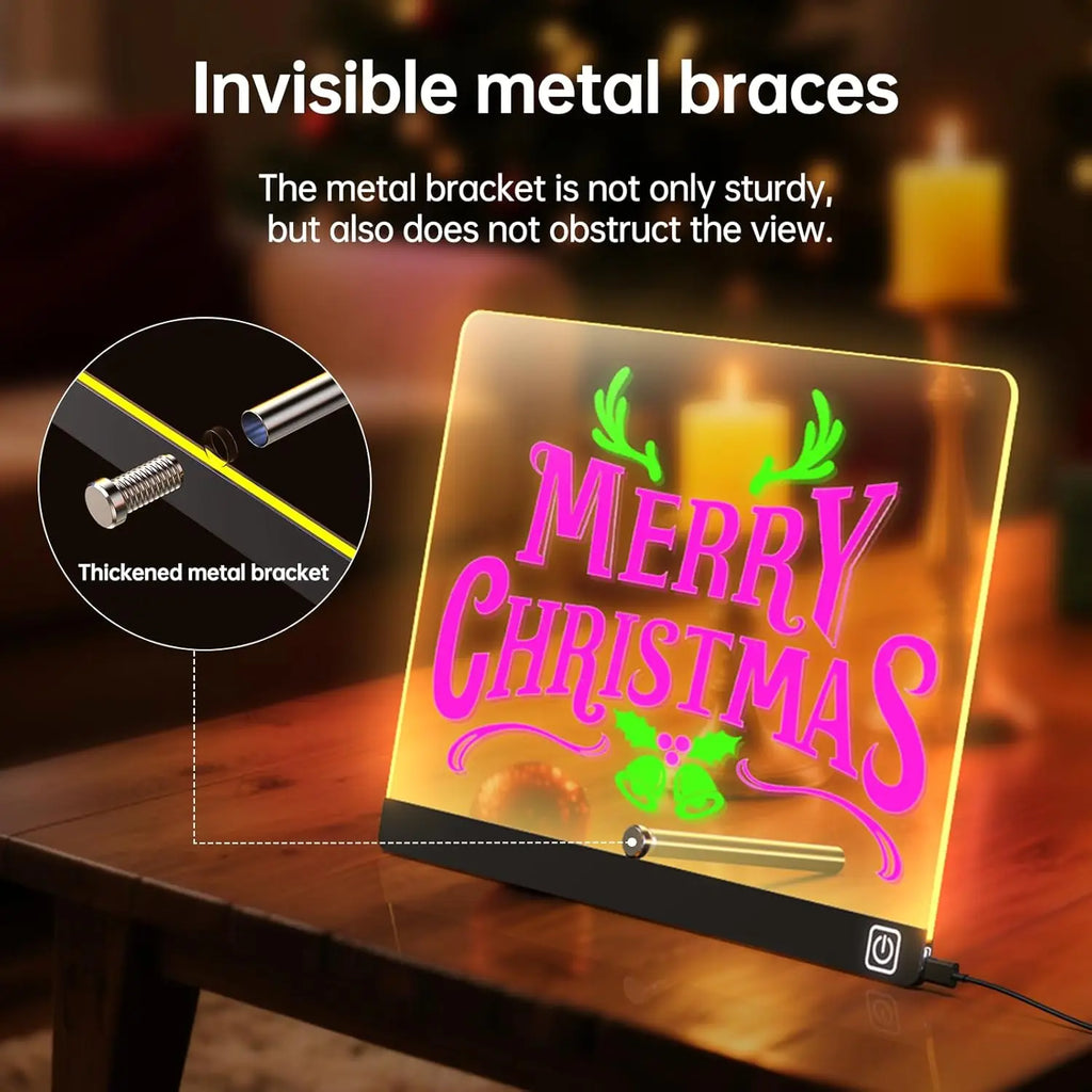 Kolorowa tablica LED z lampką nocną — akrylowa tablica DIY z 7 markerami.